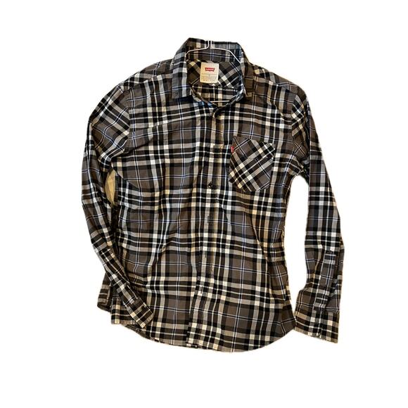 Wrangler Black Beige Checked Button Down Shirt Mens S - Picture 1 of 3
